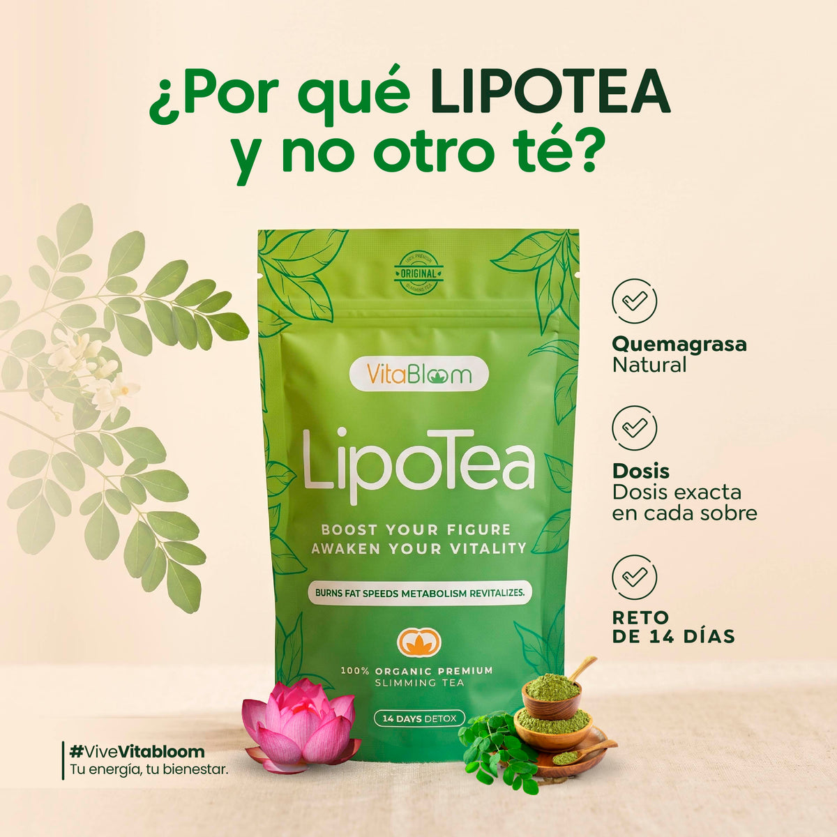 VitaBloom LipoTea ⎸ Detox 14 Dìas Té Adelgazante